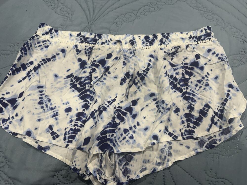 New Beautiful Victoria Secret Blue Tie Dye Pajama Shorts Sz Large